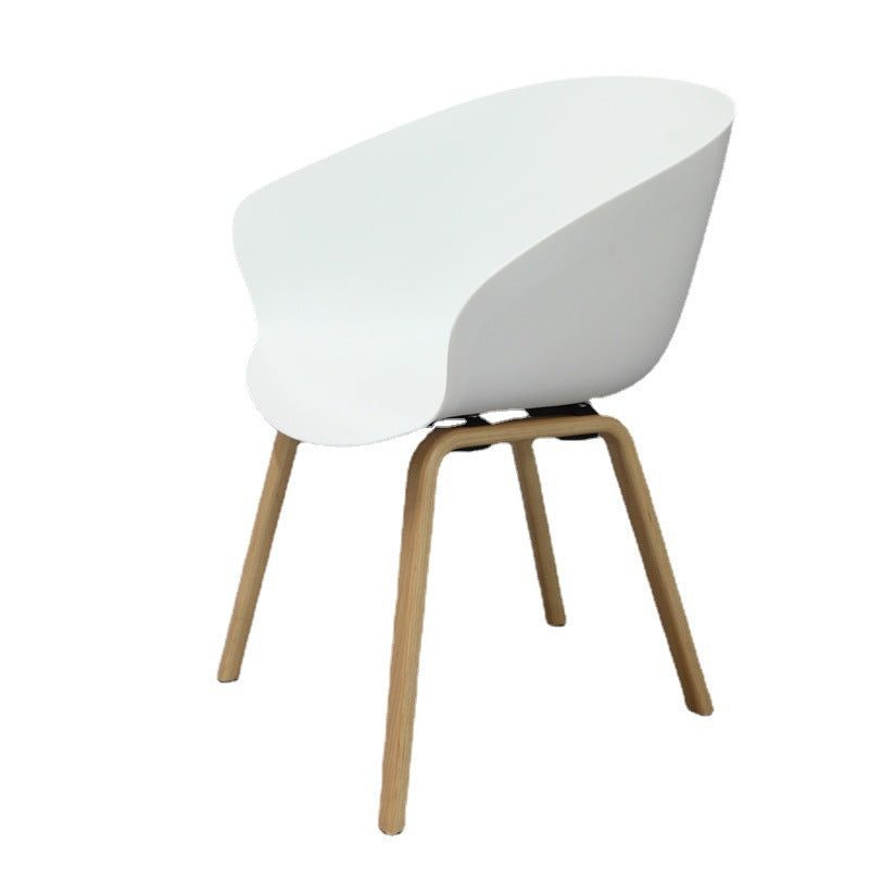Contemporary Nordic Dining Chair With Arms - Curved PP Seat, Solid Beech Wood Legs, Set Of 4