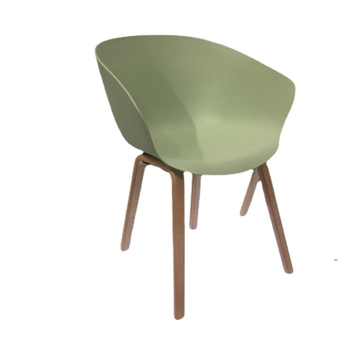 Contemporary Nordic Dining Chair With Arms - Curved PP Seat, Solid Beech Wood Legs, Set Of 4