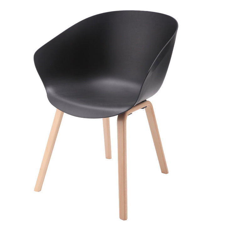 Contemporary Nordic Dining Chair With Arms - Curved PP Seat, Solid Beech Wood Legs, Set Of 4