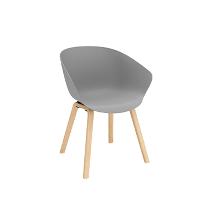 Contemporary Nordic Dining Chair With Arms - Curved PP Seat, Solid Beech Wood Legs, Set Of 4