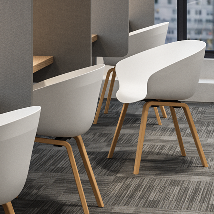 Contemporary Nordic Dining Chair With Arms - Curved PP Seat, Solid Beech Wood Legs, Set Of 4