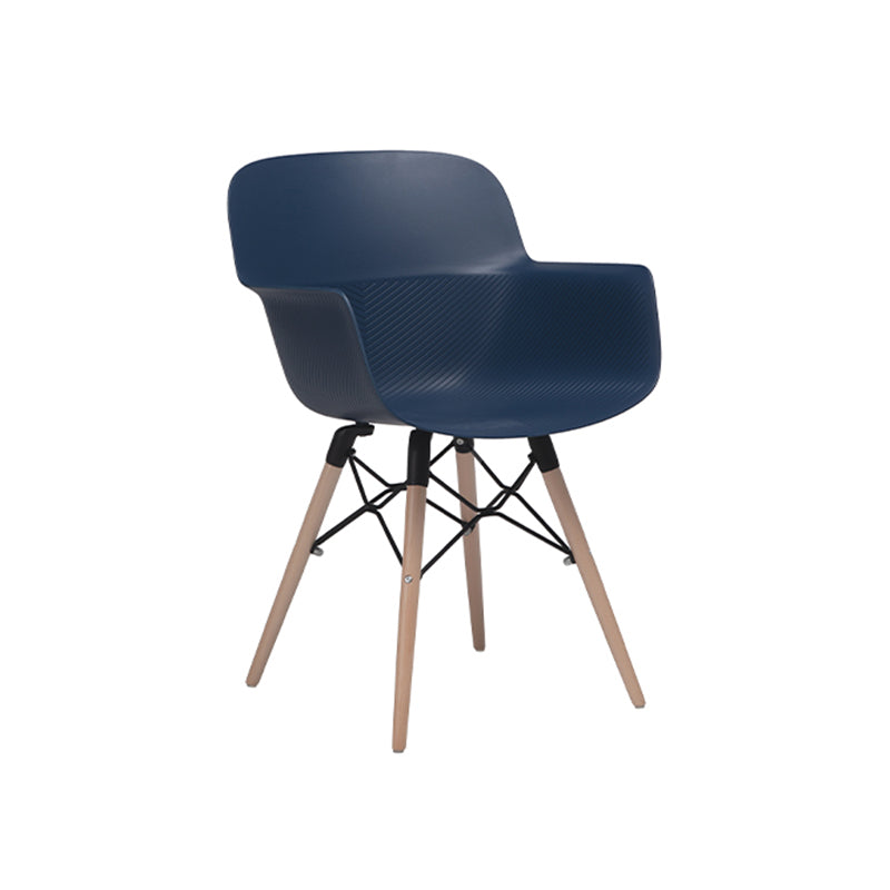 Modern Minimalist PP Dining Chairs With Armrests &amp; Solid Beech Wood Legs, Ergonomic Anti-Slip Accent Chairs - Set Of 4