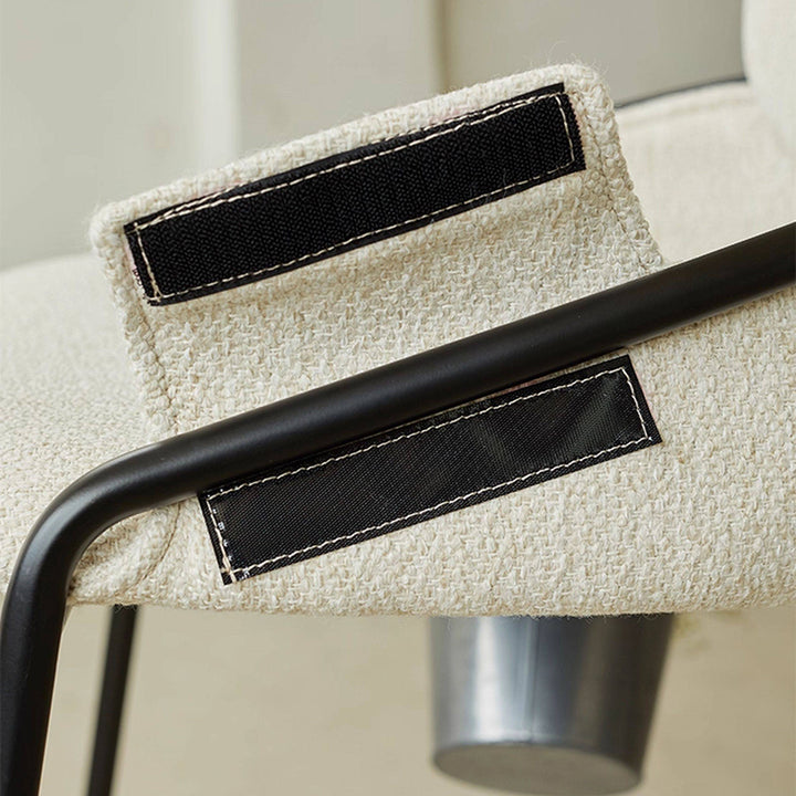 Contemporary Nordic Upholstered Bar Stool With PP Curved Back, Armrests &amp; Black Steel Legs - Modern Counter Chair For Kitchen Island