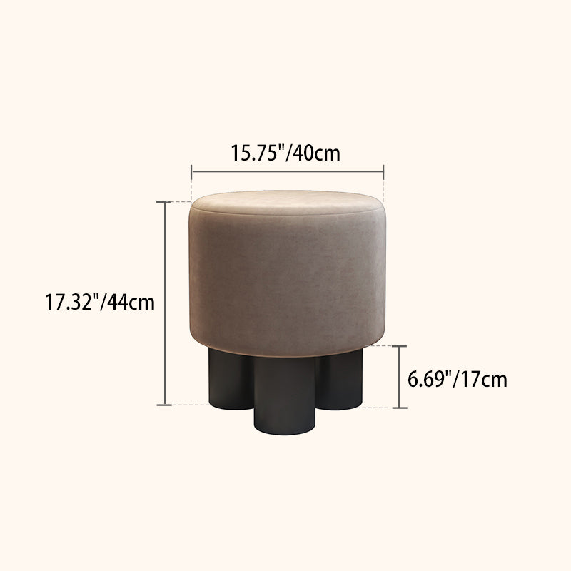 Modern Minimalist PP PU Leather Velvet Sherpa Fabric Soft-Edge Three-Leg Vanity Stool For Bedroom