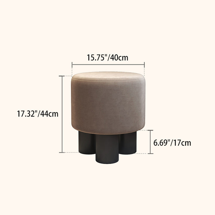 Modern Minimalist PP PU Leather Velvet Sherpa Fabric Soft-Edge Three-Leg Vanity Stool For Bedroom