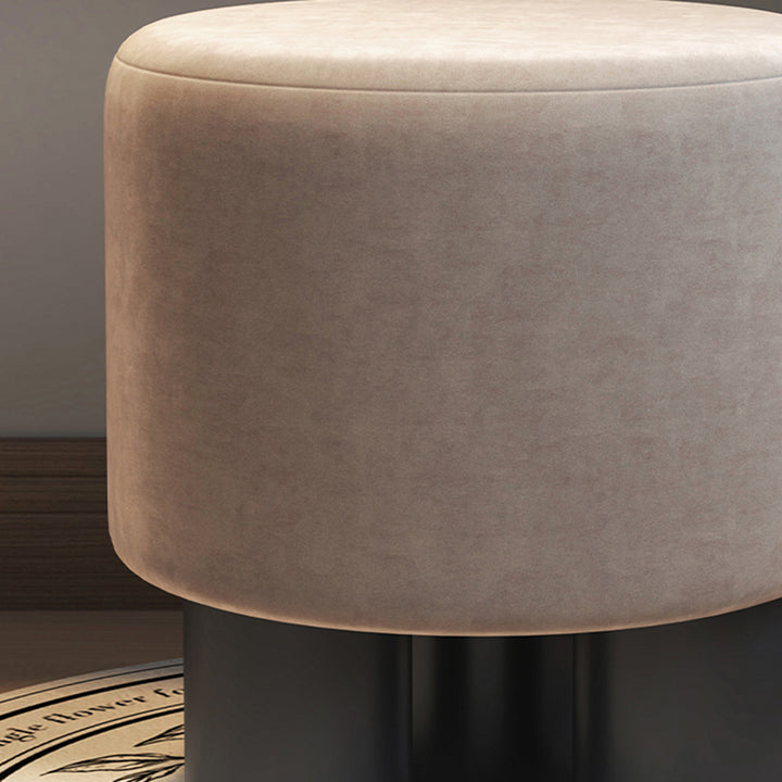 Modern Minimalist PP PU Leather Velvet Sherpa Fabric Soft-Edge Three-Leg Vanity Stool For Bedroom