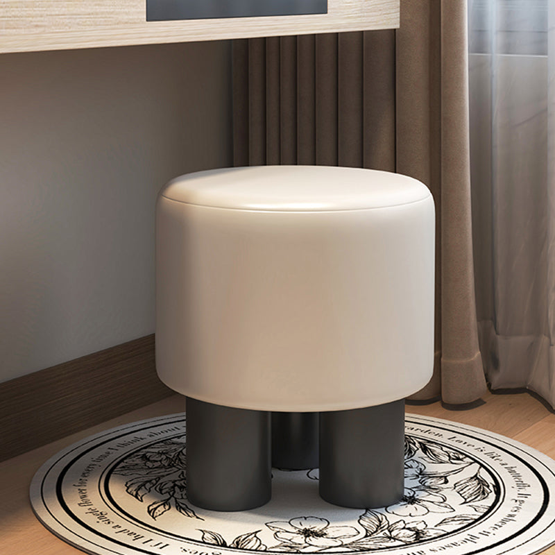 Modern Minimalist PP PU Leather Velvet Sherpa Fabric Soft-Edge Three-Leg Vanity Stool For Bedroom