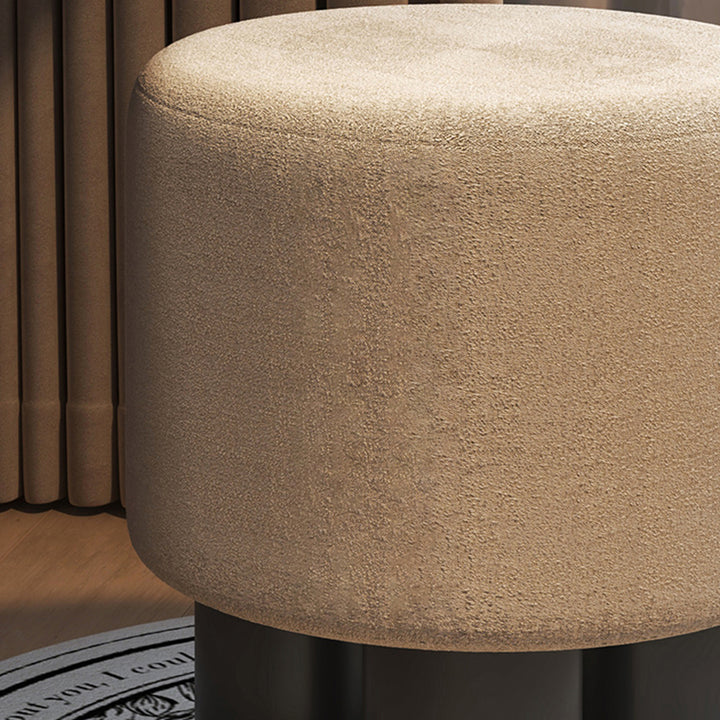 Modern Minimalist PP PU Leather Velvet Sherpa Fabric Soft-Edge Three-Leg Vanity Stool For Bedroom