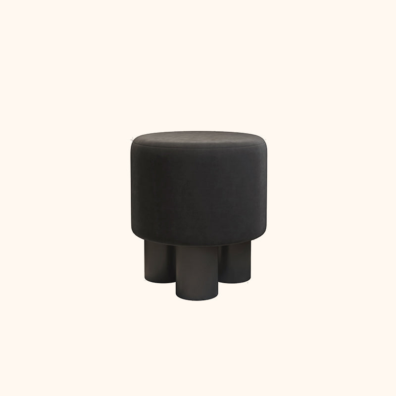 Modern Minimalist PP PU Leather Velvet Sherpa Fabric Soft-Edge Three-Leg Vanity Stool For Bedroom