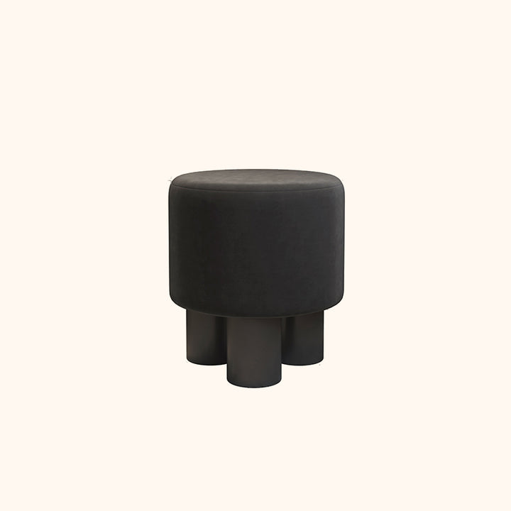 Modern Minimalist PP PU Leather Velvet Sherpa Fabric Soft-Edge Three-Leg Vanity Stool For Bedroom