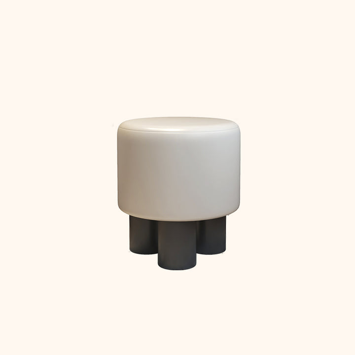 Modern Minimalist PP PU Leather Velvet Sherpa Fabric Soft-Edge Three-Leg Vanity Stool For Bedroom