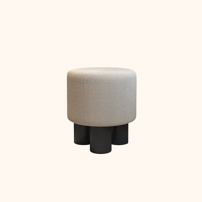 Modern Minimalist PP PU Leather Velvet Sherpa Fabric Soft-Edge Three-Leg Vanity Stool For Bedroom