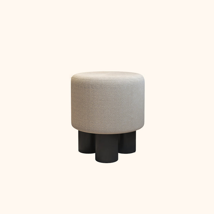 Modern Minimalist PP PU Leather Velvet Sherpa Fabric Soft-Edge Three-Leg Vanity Stool For Bedroom