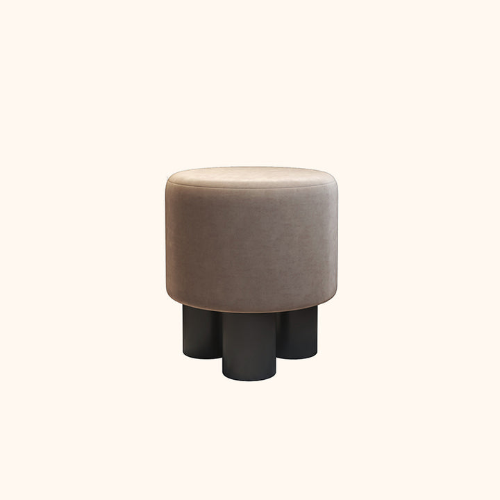 Modern Minimalist PP PU Leather Velvet Sherpa Fabric Soft-Edge Three-Leg Vanity Stool For Bedroom