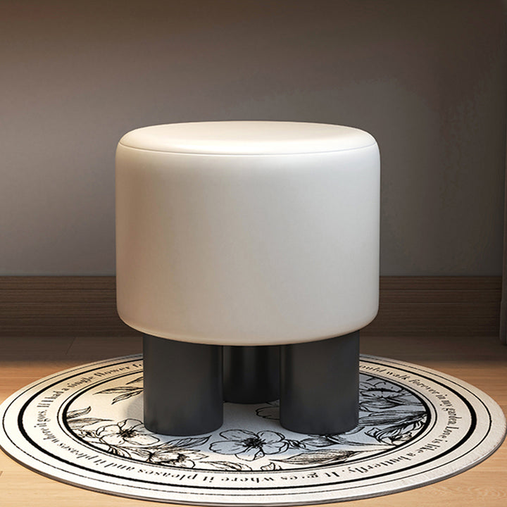 Modern Minimalist PP PU Leather Velvet Sherpa Fabric Soft-Edge Three-Leg Vanity Stool For Bedroom