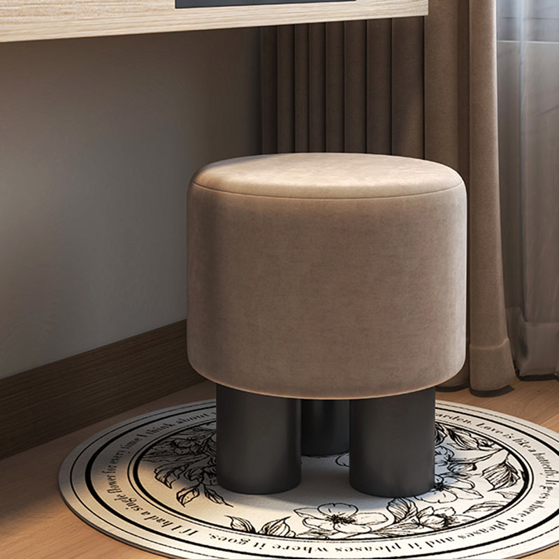 Modern Minimalist PP PU Leather Velvet Sherpa Fabric Soft-Edge Three-Leg Vanity Stool For Bedroom