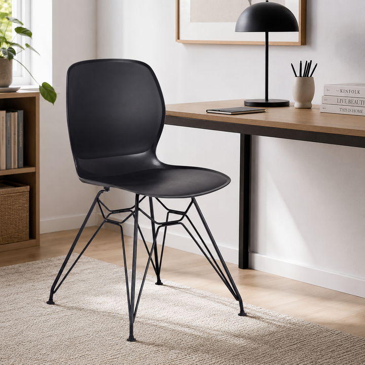 Contemporary Nordic Ergonomic PP Dining Chairs With Steel Legs - Set Of 4 Dining Room, Kitchen & Home Office