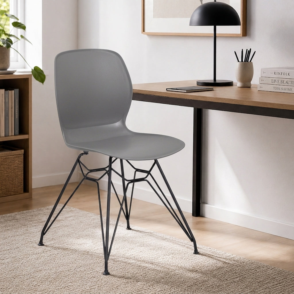 Contemporary Nordic Ergonomic PP Dining Chairs With Steel Legs - Set Of 4 Dining Room, Kitchen &amp; Home Office
