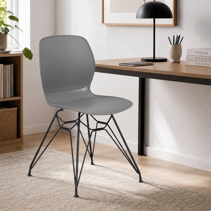 Contemporary Nordic Ergonomic PP Dining Chairs With Steel Legs - Set Of 4 Dining Room, Kitchen & Home Office