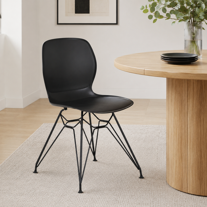 Contemporary Nordic Ergonomic PP Dining Chairs With Steel Legs - Set Of 4 Dining Room, Kitchen &amp; Home Office