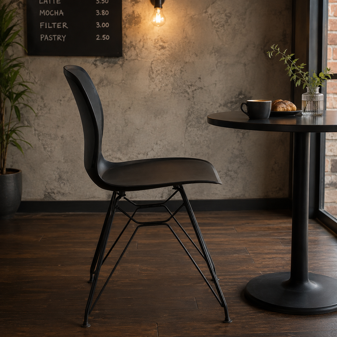 Contemporary Nordic Ergonomic PP Dining Chairs With Steel Legs - Set Of 4 Dining Room, Kitchen &amp; Home Office