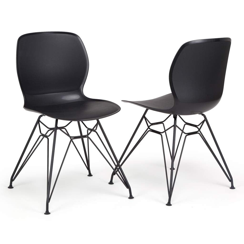 Contemporary Nordic Ergonomic PP Dining Chairs With Steel Legs - Set Of 4 Dining Room, Kitchen &amp; Home Office