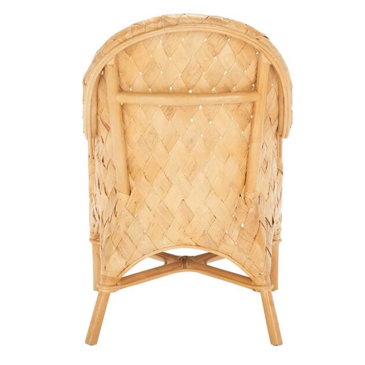 Handgefertigter Rattan-Loungesessel mit Armlehne - Zeitgenössischer nordischer Balkon- &amp; Terrassen- &amp; Wohnzimmer-Innen- und Außensessel mit wasserdichtem Kissen 