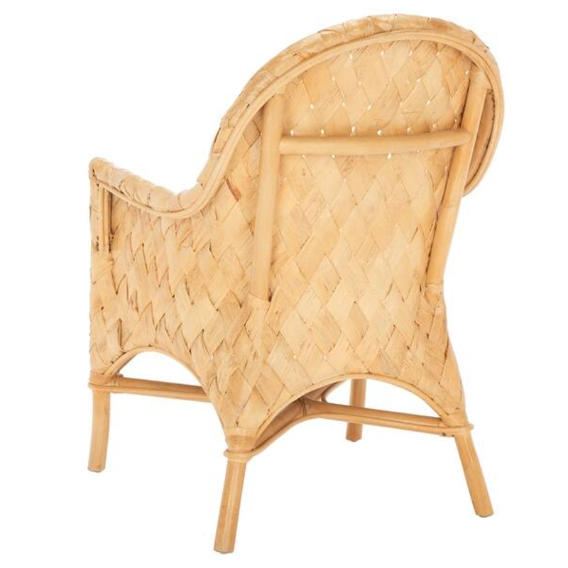 Handgefertigter Rattan-Loungesessel mit Armlehne - Zeitgenössischer nordischer Balkon- &amp; Terrassen- &amp; Wohnzimmer-Innen- und Außensessel mit wasserdichtem Kissen 
