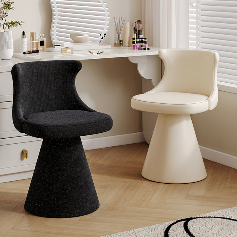 Tabouret de coiffeuse pivotant en bois massif, contreplaqué, similicuir et chenille, au style luxe moderne, avec dossier enveloppant, pour chambre à coucher 