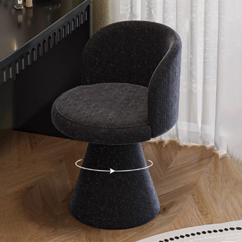 Tabouret de coiffeuse pivotant en bois massif, contreplaqué, similicuir et chenille, au style luxe moderne, avec dossier enveloppant, pour chambre à coucher 