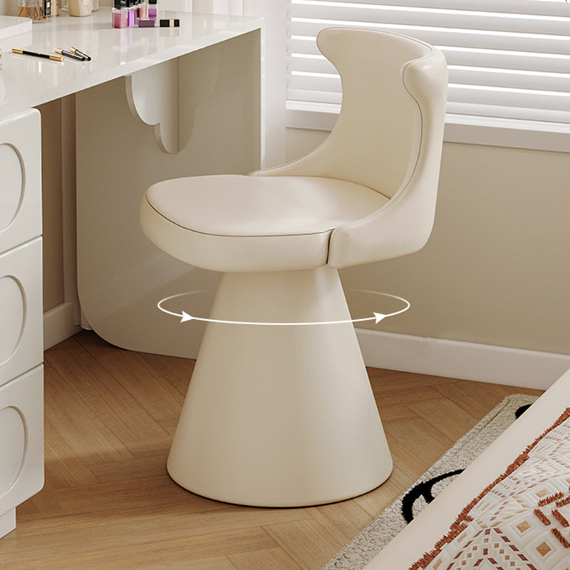 Tabouret de coiffeuse pivotant en bois massif, contreplaqué, similicuir et chenille, au style luxe moderne, avec dossier enveloppant, pour chambre à coucher 