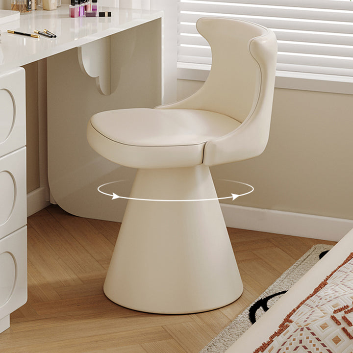 Tabouret de coiffeuse pivotant en bois massif, contreplaqué, similicuir et chenille, au style luxe moderne, avec dossier enveloppant, pour chambre à coucher 