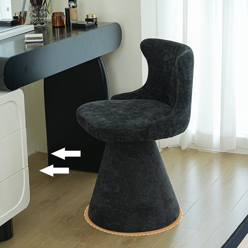 Tabouret de coiffeuse pivotant en bois massif, contreplaqué, similicuir et chenille, au style luxe moderne, avec dossier enveloppant, pour chambre à coucher 