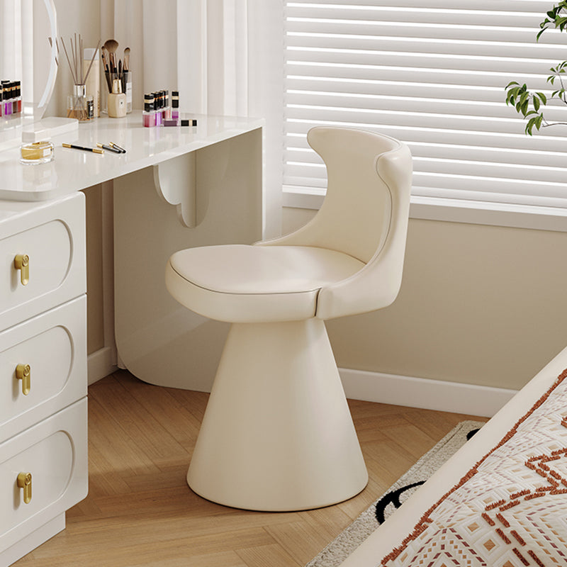 Tabouret de coiffeuse pivotant en bois massif, contreplaqué, similicuir et chenille, au style luxe moderne, avec dossier enveloppant, pour chambre à coucher 