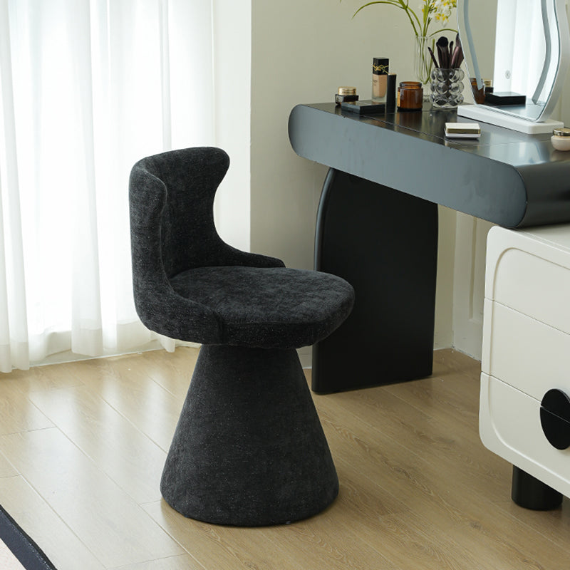 Tabouret de coiffeuse pivotant en bois massif, contreplaqué, similicuir et chenille, au style luxe moderne, avec dossier enveloppant, pour chambre à coucher 