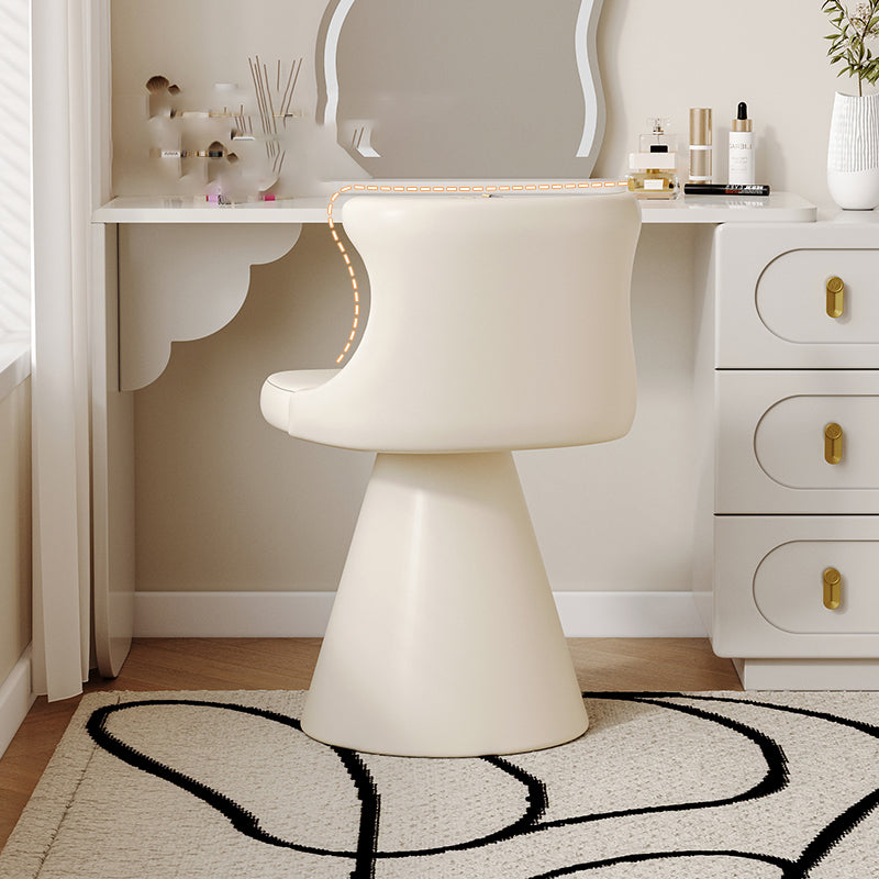 Tabouret de coiffeuse pivotant en bois massif, contreplaqué, similicuir et chenille, au style luxe moderne, avec dossier enveloppant, pour chambre à coucher 