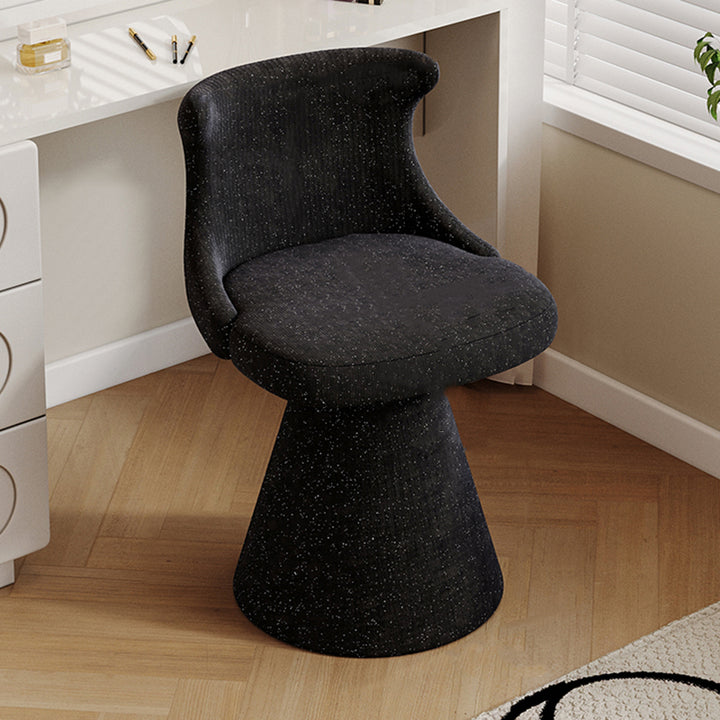 Tabouret de coiffeuse pivotant en bois massif, contreplaqué, similicuir et chenille, au style luxe moderne, avec dossier enveloppant, pour chambre à coucher 