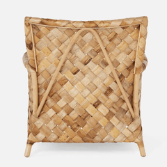 Chaise lounge artisanale nordique contemporaine en rotin naturel indonésien tressé - fauteuil avec texture épaisse tissée à la main pour salon 