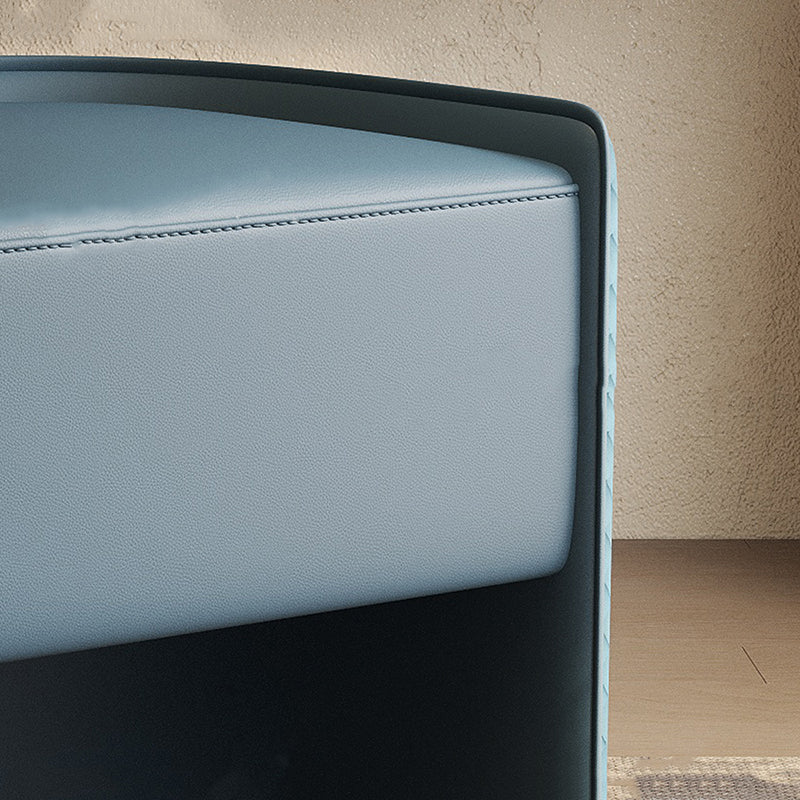 Moderner Luxus-Hocker aus Massivholz &amp; Mikrofaserleder &amp; Echtleder &amp; Sperrholz mit schwebendem Sockel &amp; Zuggriff für das Schlafzimmer 