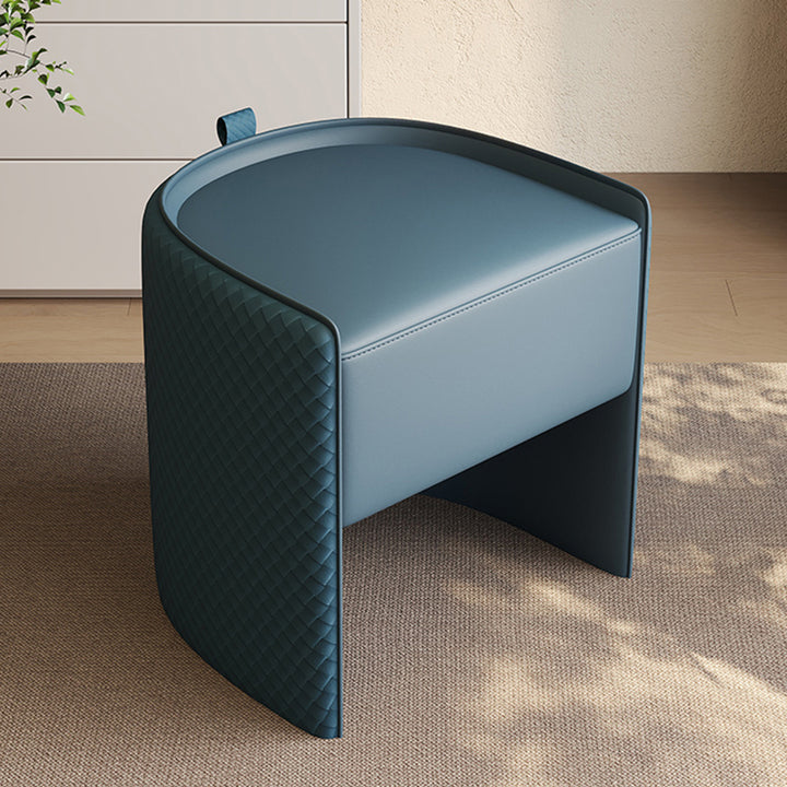 Moderner Luxus-Hocker aus Massivholz &amp; Mikrofaserleder &amp; Echtleder &amp; Sperrholz mit schwebendem Sockel &amp; Zuggriff für das Schlafzimmer 