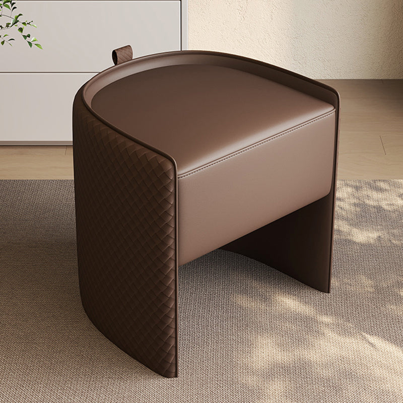 Moderner Luxus-Hocker aus Massivholz &amp; Mikrofaserleder &amp; Echtleder &amp; Sperrholz mit schwebendem Sockel &amp; Zuggriff für das Schlafzimmer 