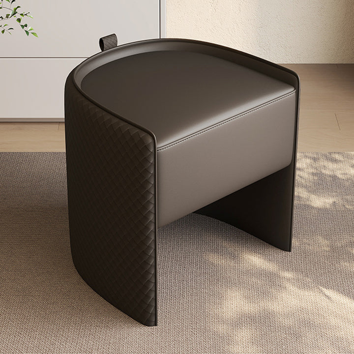Moderner Luxus-Hocker aus Massivholz &amp; Mikrofaserleder &amp; Echtleder &amp; Sperrholz mit schwebendem Sockel &amp; Zuggriff für das Schlafzimmer 