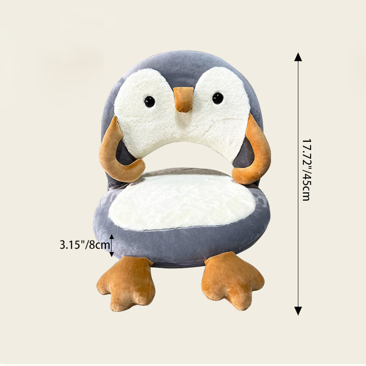 Chaise d'appoint pour enfants en forme de canard/pingouin en peluche avec cadre en fer créatif contemporain - chaise pliante avec dossier pour chambre à coucher 