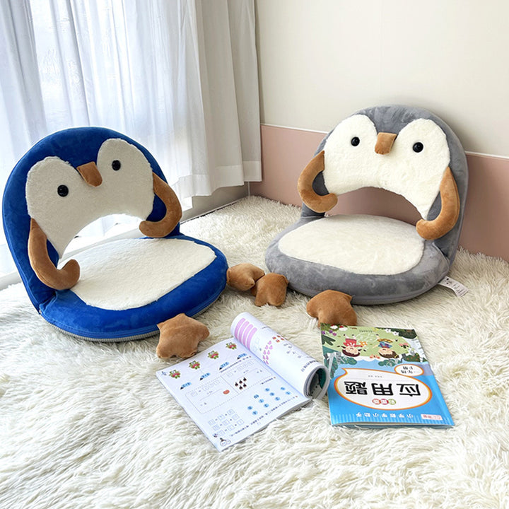 Chaise d'appoint pour enfants en forme de canard/pingouin en peluche avec cadre en fer créatif contemporain - chaise pliante avec dossier pour chambre à coucher 