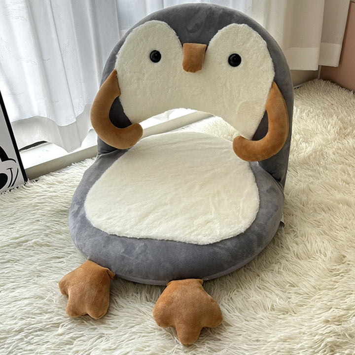 Chaise d'appoint pour enfants en forme de canard/pingouin en peluche avec cadre en fer créatif contemporain - chaise pliante avec dossier pour chambre à coucher 