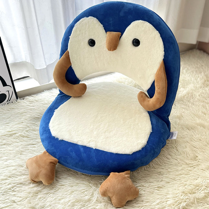 Zeitgenössischer kreativer Eisenrahmen Plüschente Pinguin-förmiger Kinderakzentstuhl - Klappbarer Rückenstuhl für das Schlafzimmer 