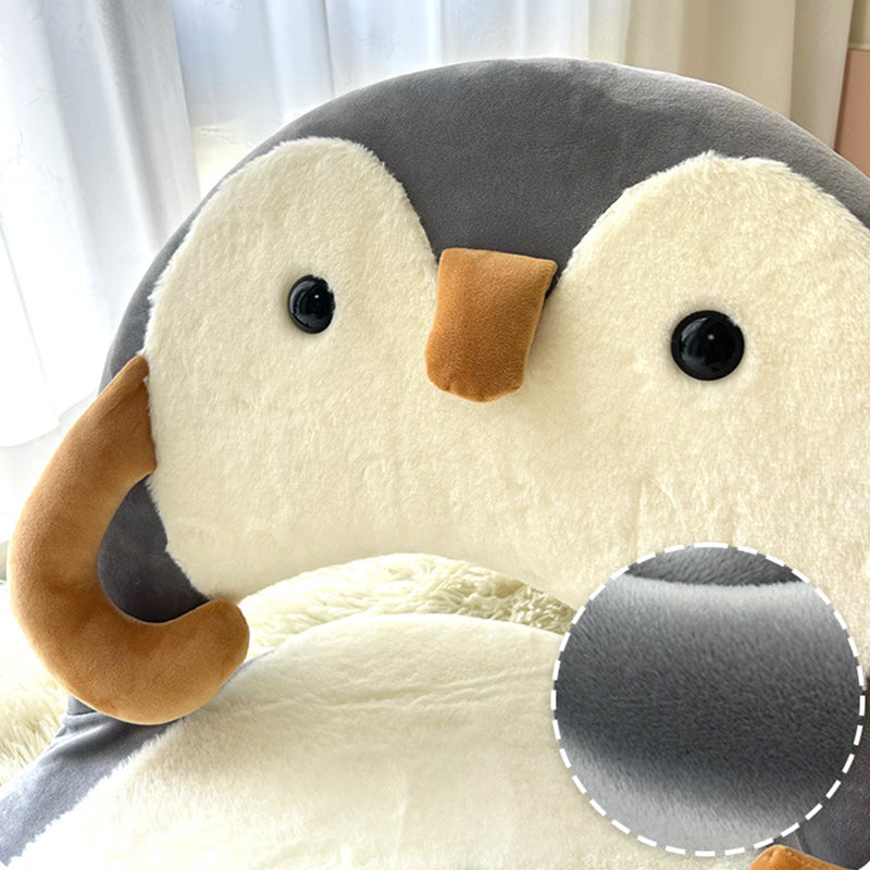 Zeitgenössischer kreativer Eisenrahmen Plüschente Pinguin-förmiger Kinderakzentstuhl - Klappbarer Rückenstuhl für das Schlafzimmer 