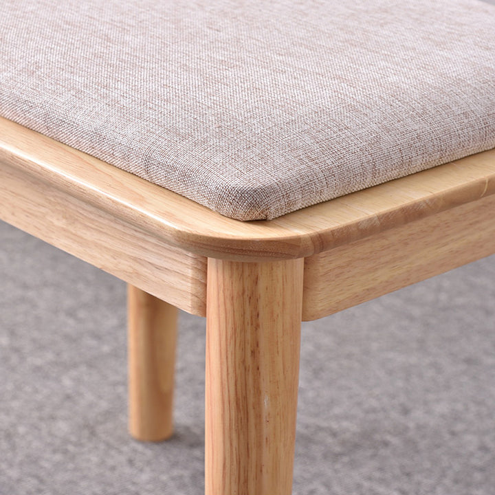 Modern Minimalist Rubberwood &amp; Cotton Linen Rectangular Vanity Stool With Upholstered Seat For Bedroom