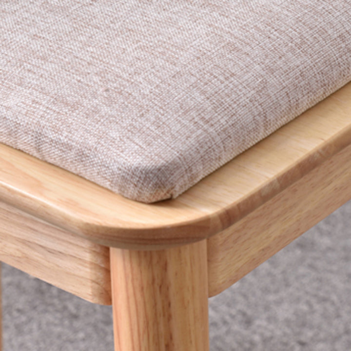 Modern Minimalist Rubberwood &amp; Cotton Linen Rectangular Vanity Stool With Upholstered Seat For Bedroom