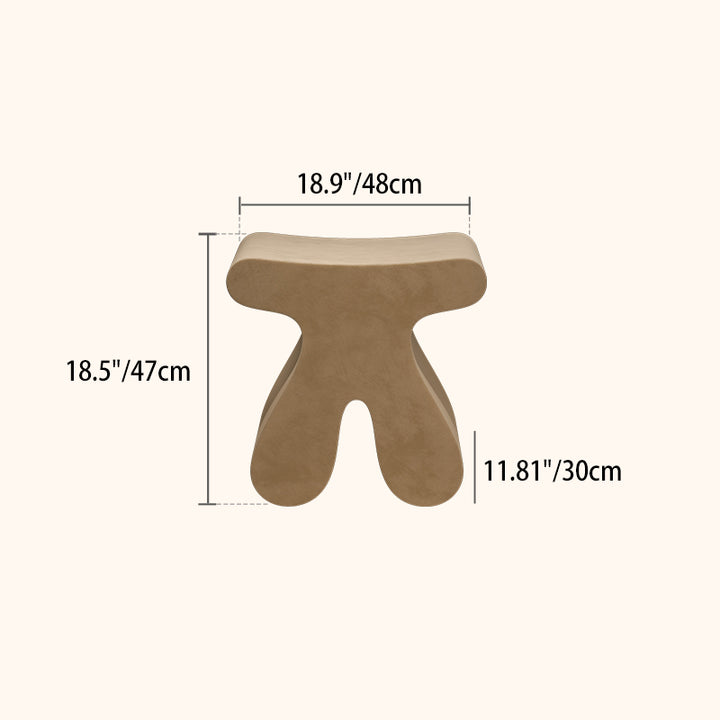 Tabouret bas sculptural arrondi en bois massif, contreplaqué et velours, style minimaliste moderne, pour chambre à coucher 